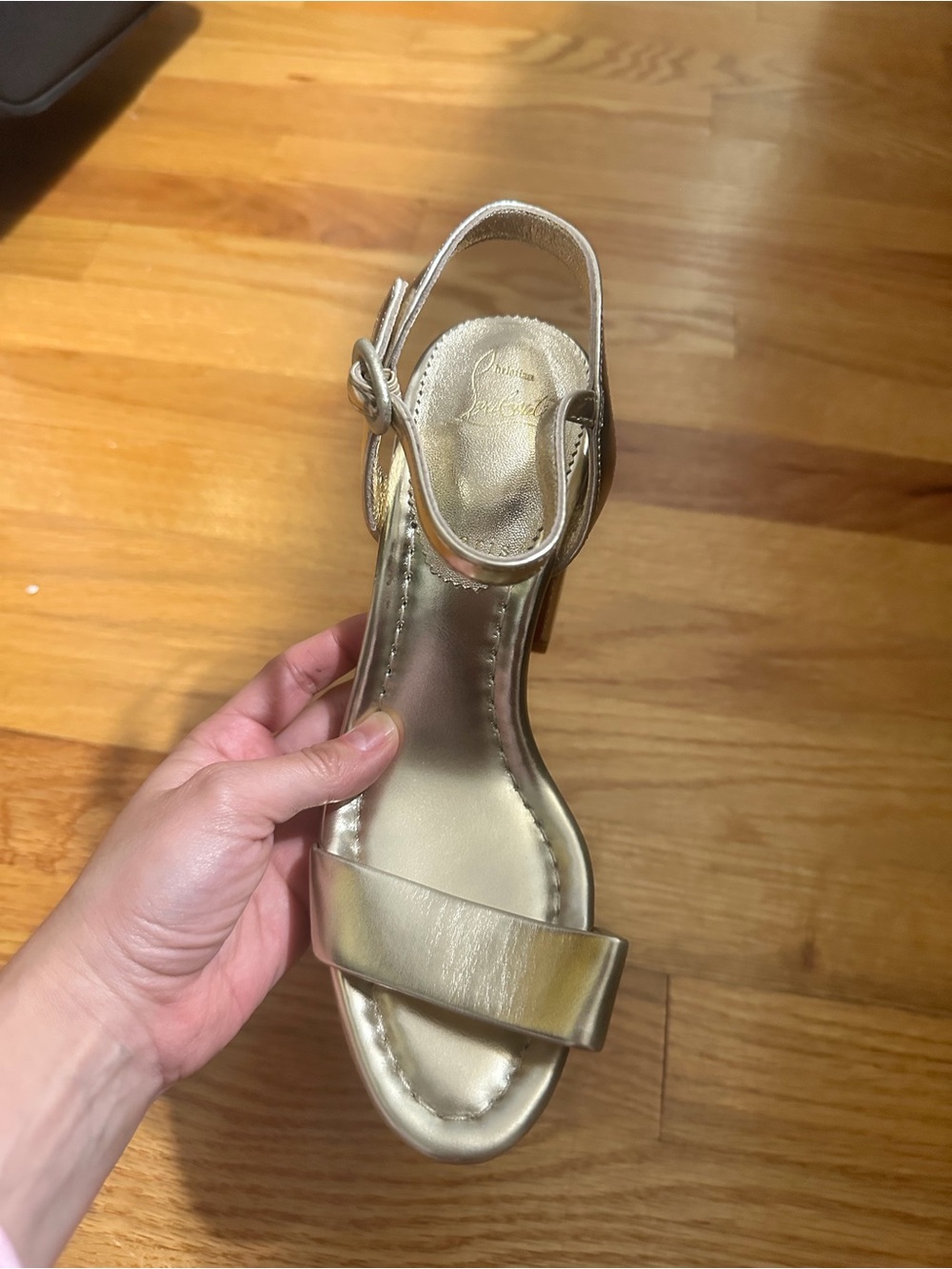 Christian Louboutin Metallic Gold Ankle-Strap Sandal
